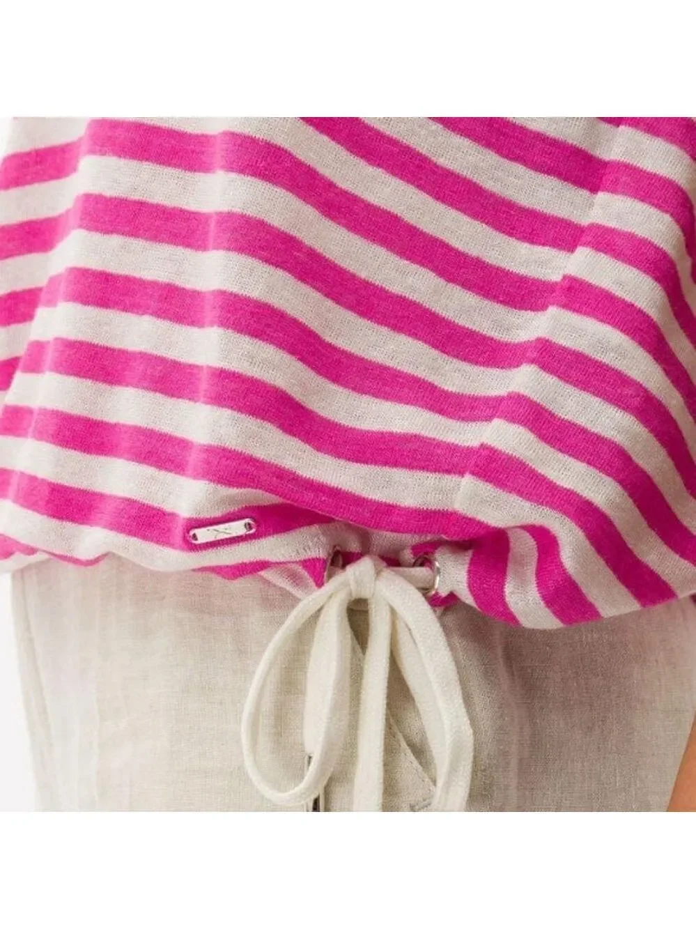 Brax Linen Candice Striped Tee Pink & White Women’s Medium | Lightweight Summer - Picture 8 of 8